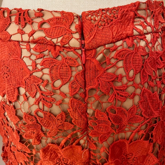 Midi Lace Coral Color Ladies Modest Skirt - Picture 4 of 4